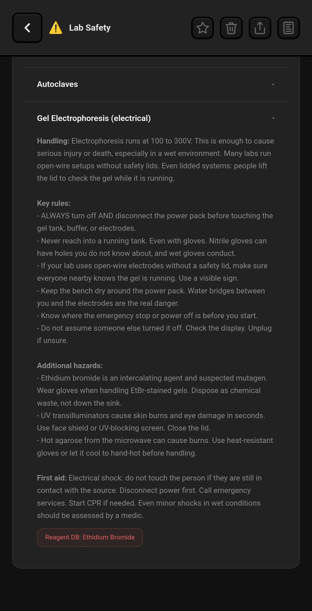 BenchCalc lab safety